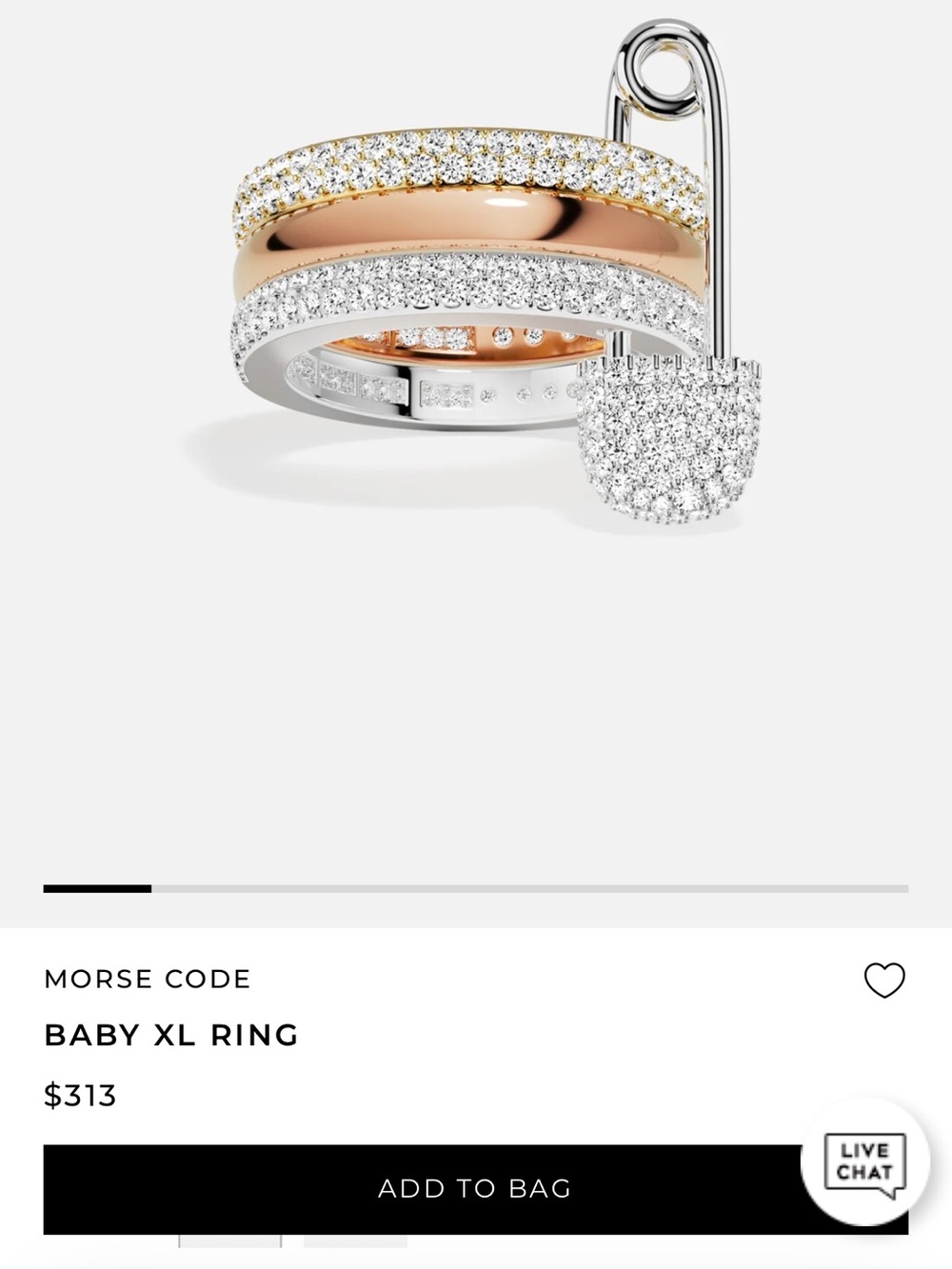 Morse Code Baby XL Ring in Rose Gold and Silver